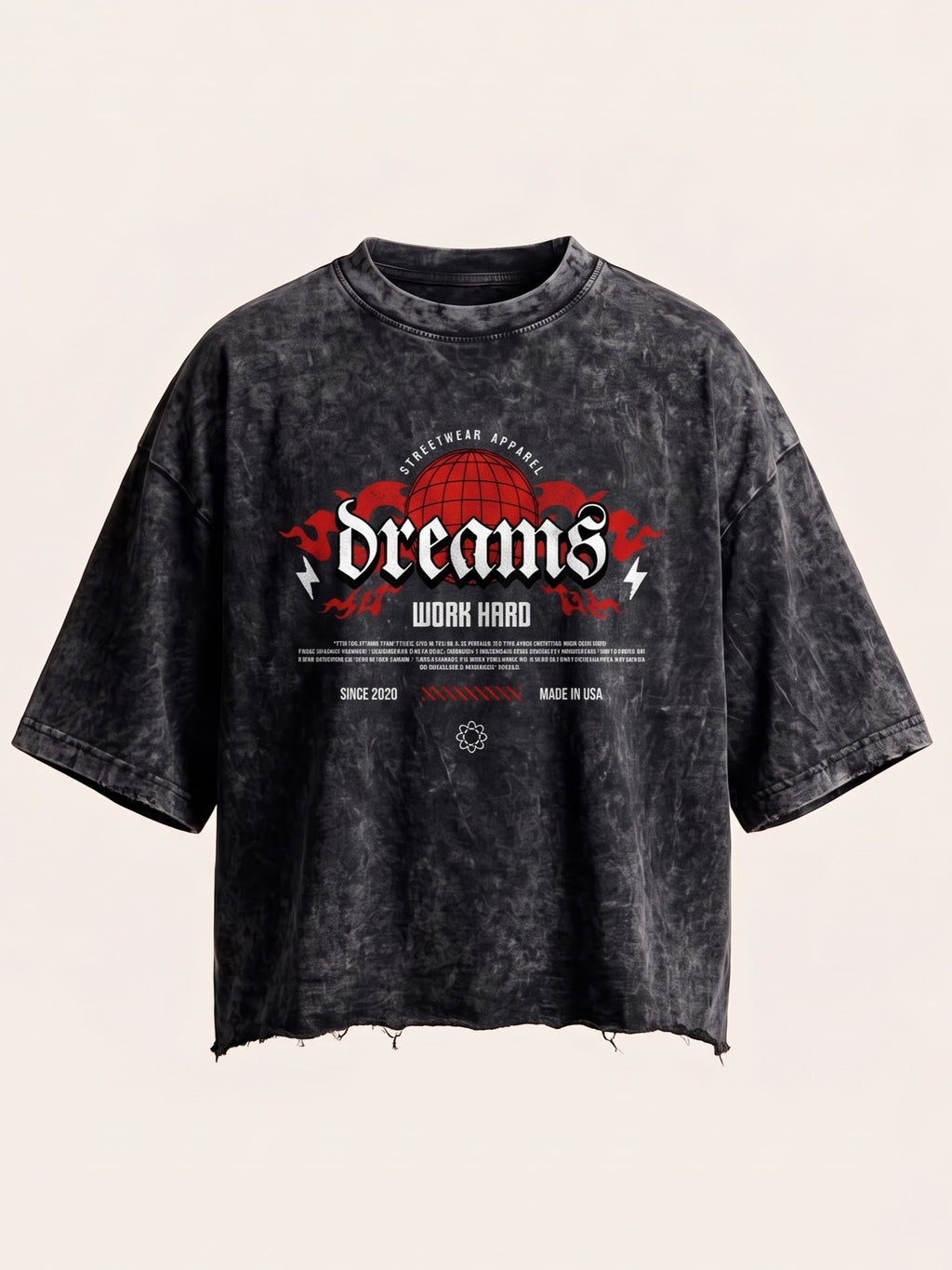 Unisex Acid Wash Boxy Fit Tee - Dreams