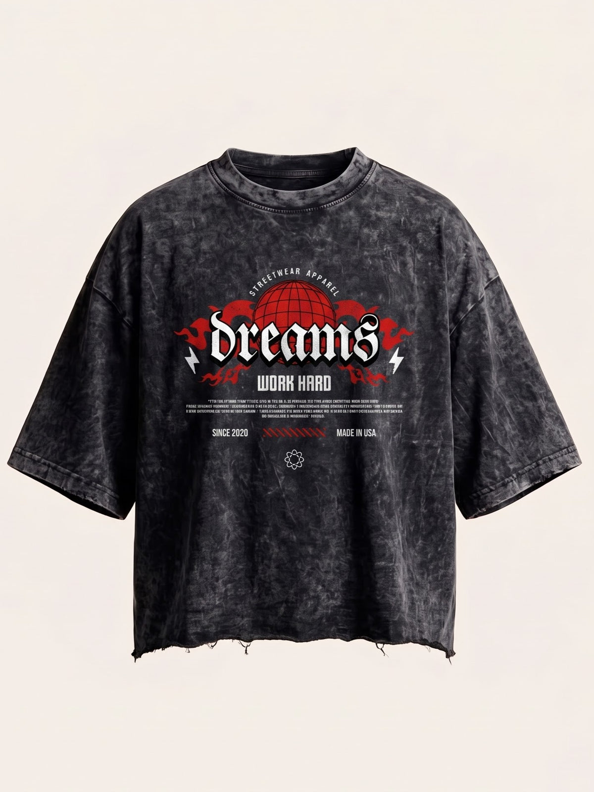 Unisex Acid Wash Boxy Fit Tee - Dreams