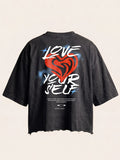 Unisex Black Boxy Fit Tee - Self Love