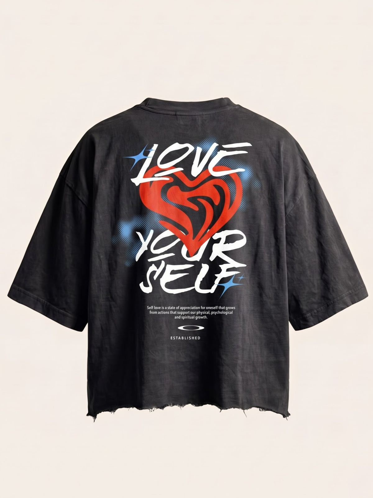 Unisex Black Boxy Fit Tee - Self Love