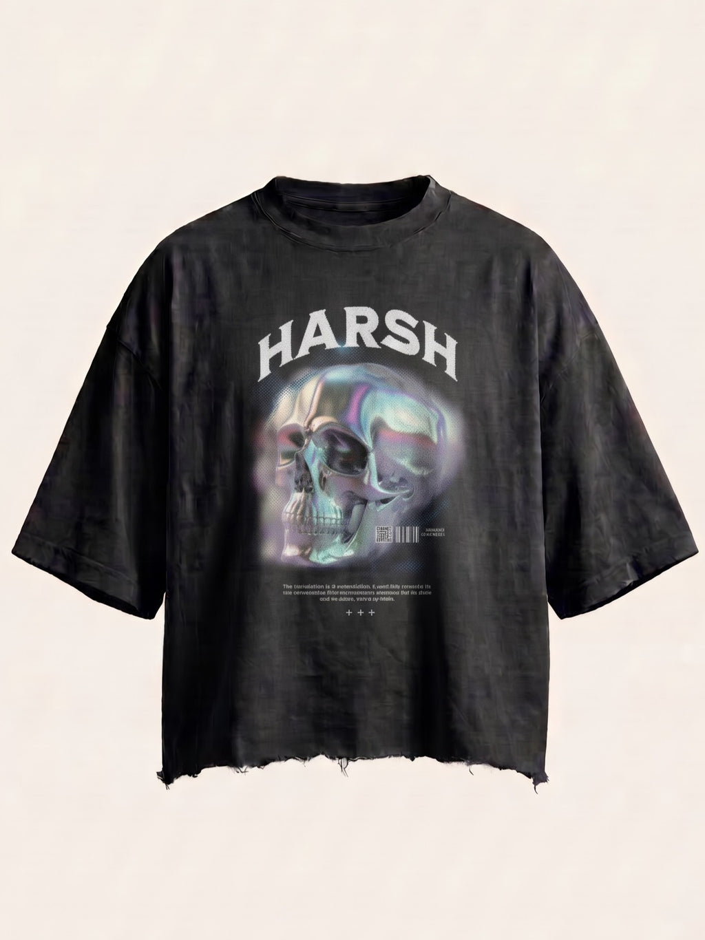 Unisex Black Boxy Fit Tee - Harsh