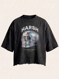 Unisex Black Boxy Fit Tee - Harsh