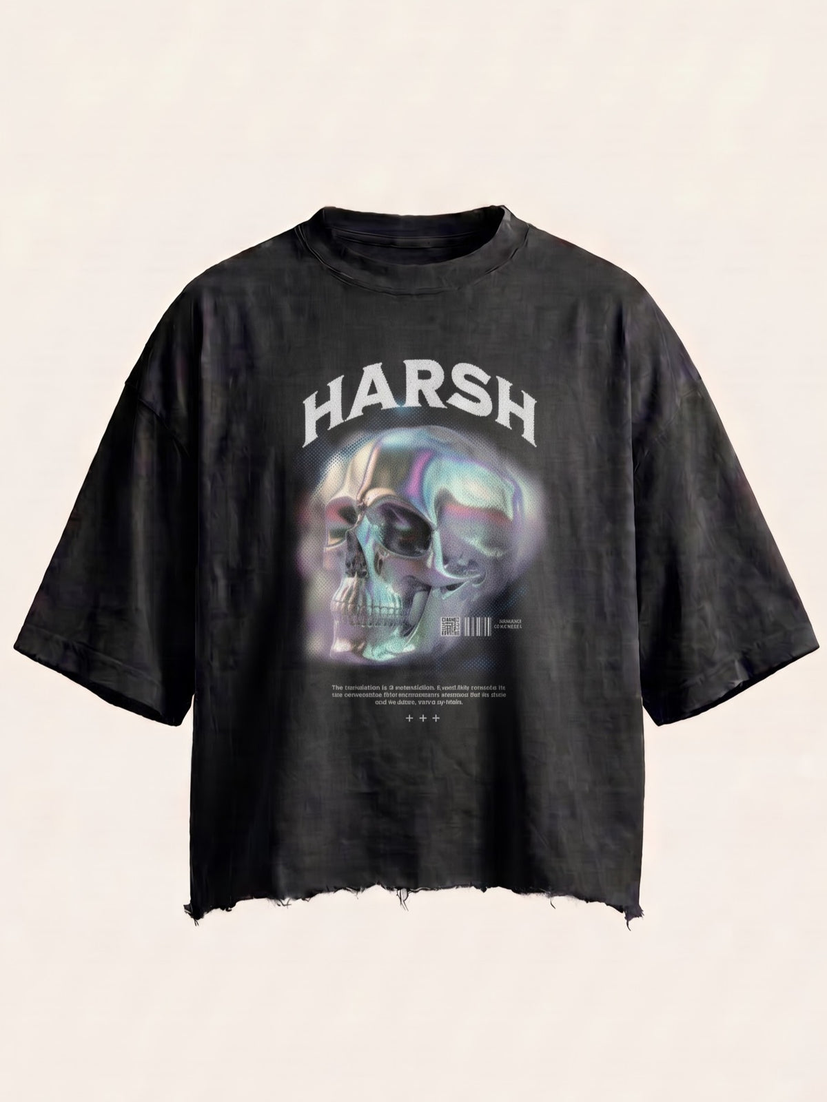 Unisex Black Boxy Fit Tee - Harsh
