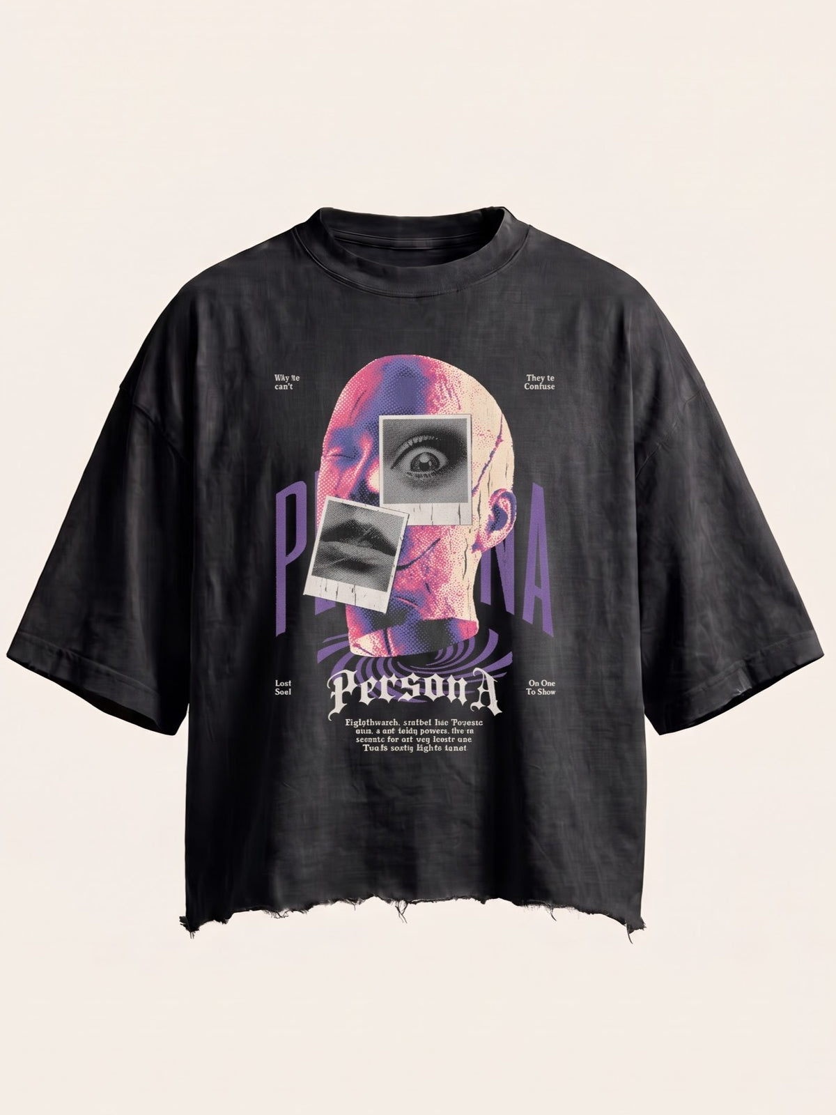 Unisex Black Boxy Fit Tee - Persona