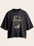 Unisex Boxy Fit Black Tee - Savage