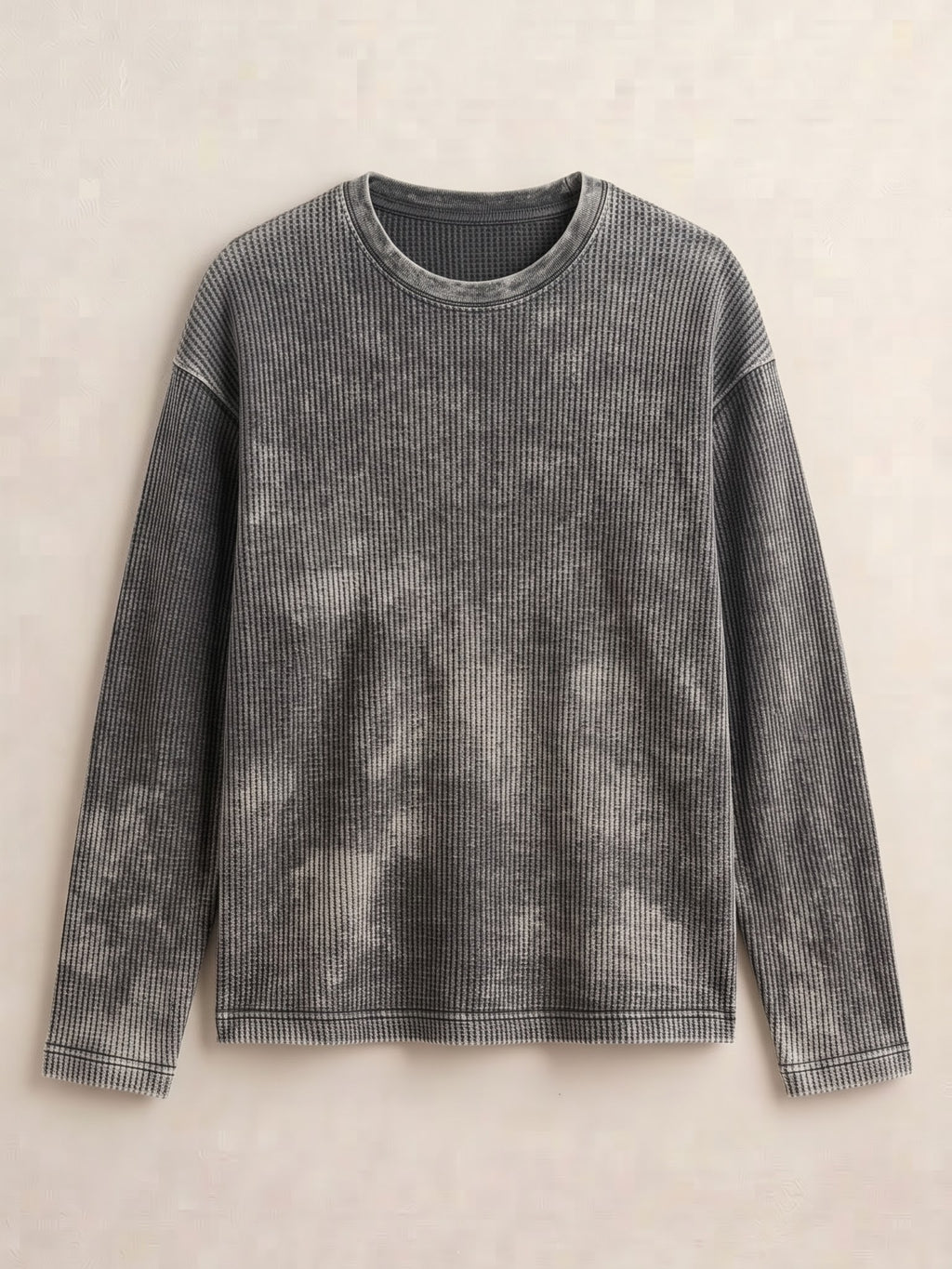 Unisex acid wash waffle knit full sleeves