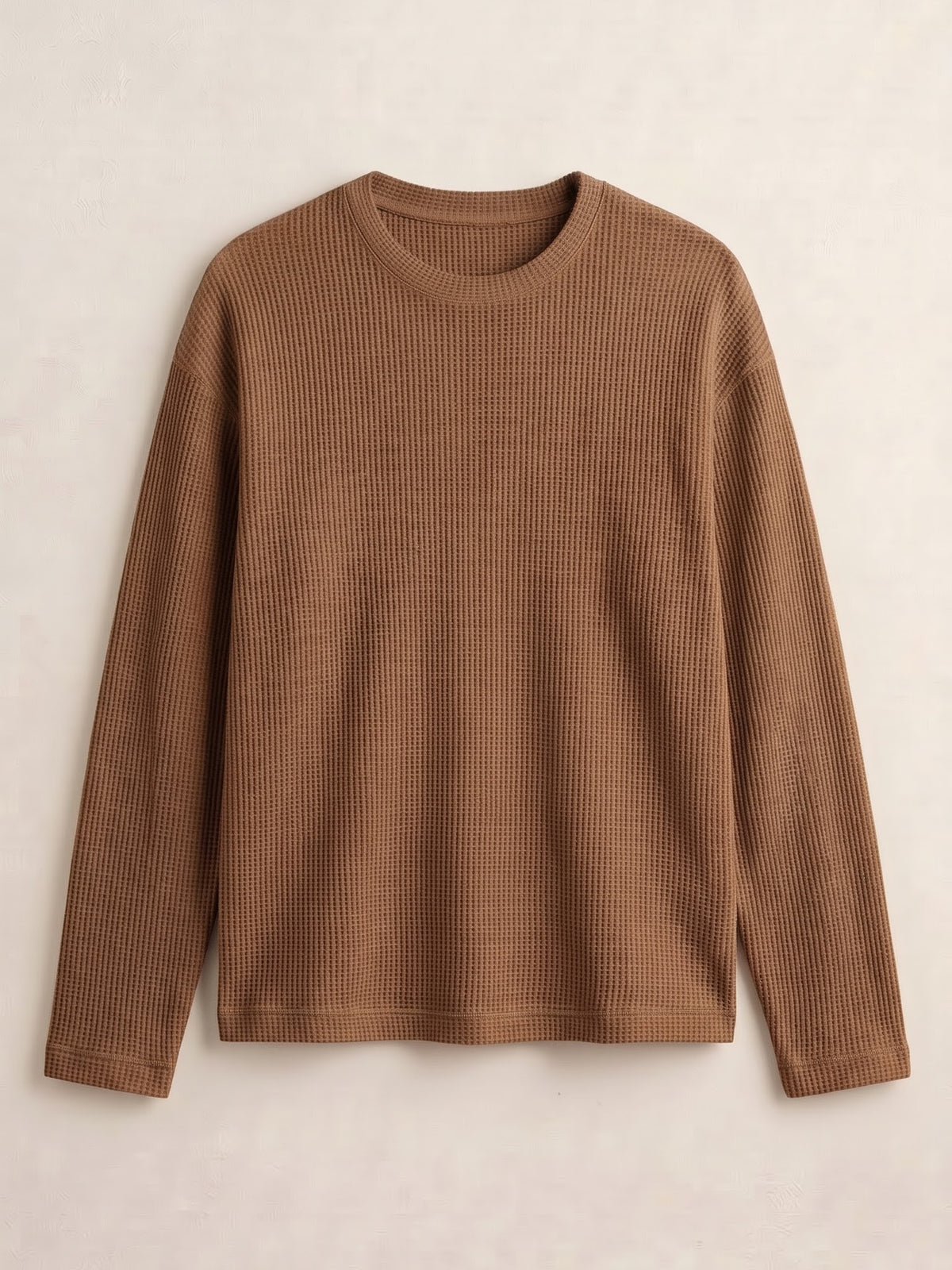 Unisex Warm Brown Waffle knit full Sleeves