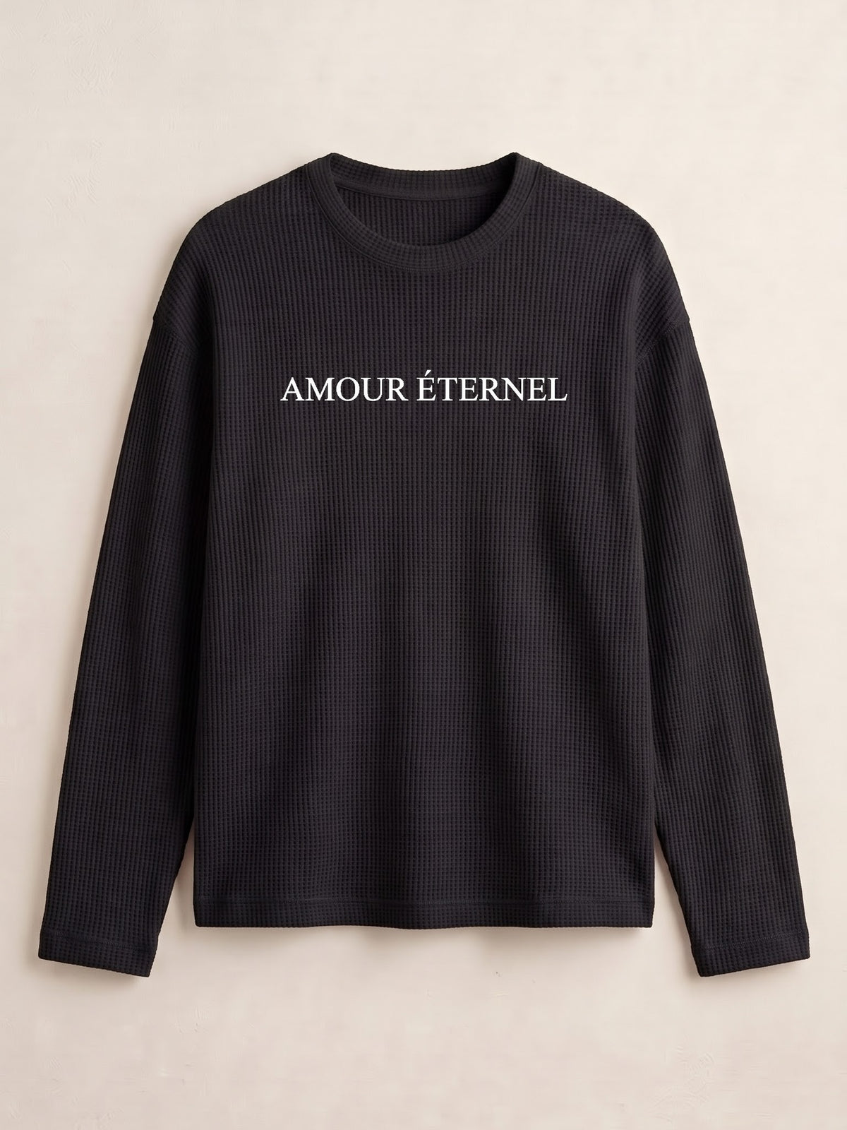 Unisex White Waffle knit Full Sleeves Tee - Amour Eternal