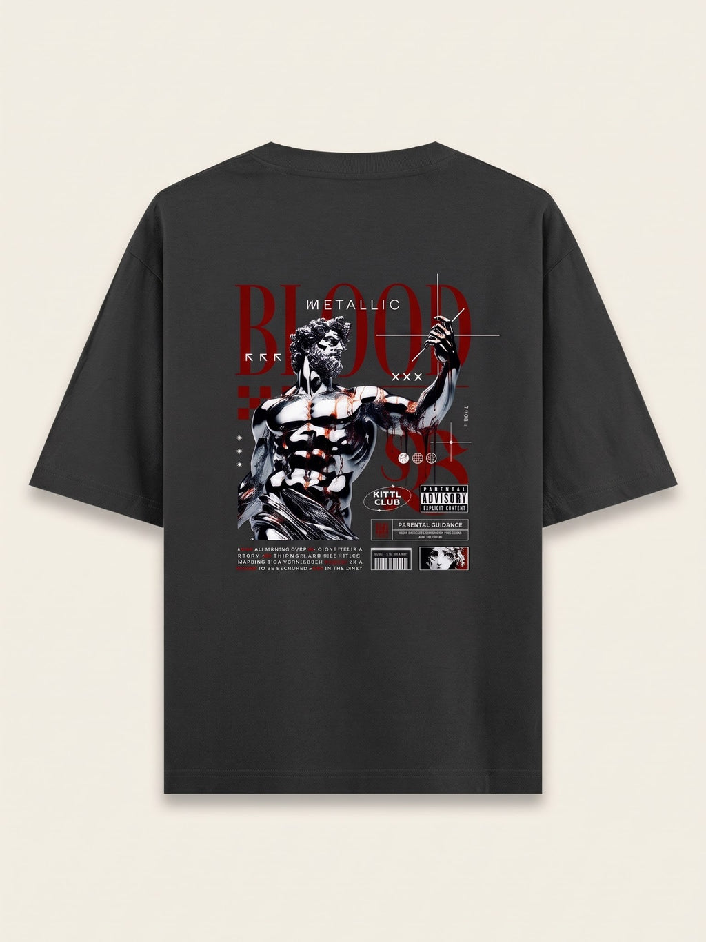 Men's Oversized Graphic Tee - Metallic Blood