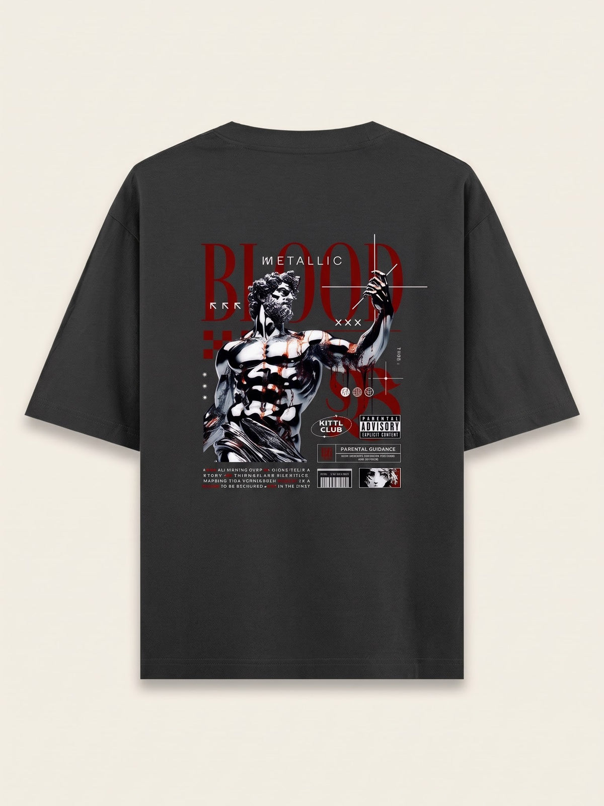 Men's Oversized Graphic Tee - Metallic Blood